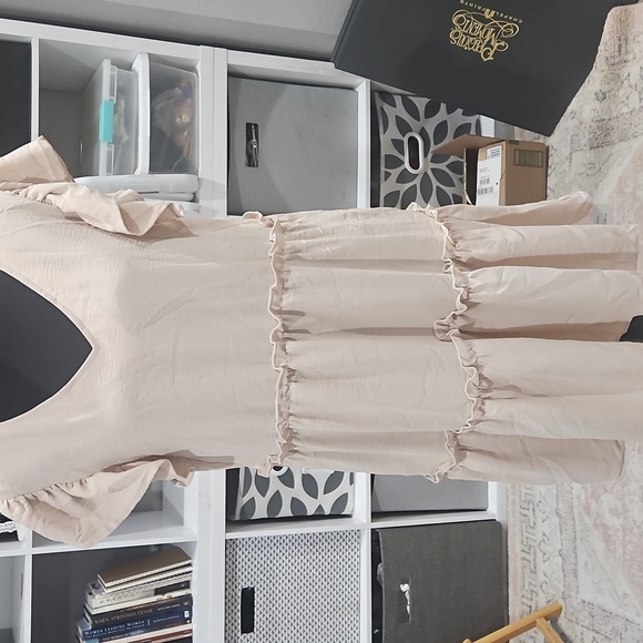 None Dresses & Skirts - Ruffled V-Neck Dress in Cream